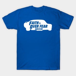 colon cancer Awareness blue ribbon faith over fear survivor T-Shirt